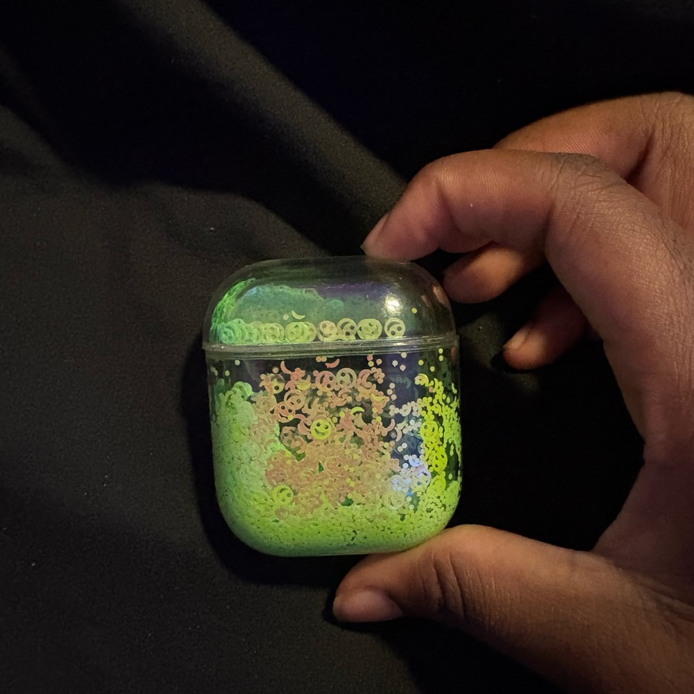 Neon Green Smiley Face AirPods Case